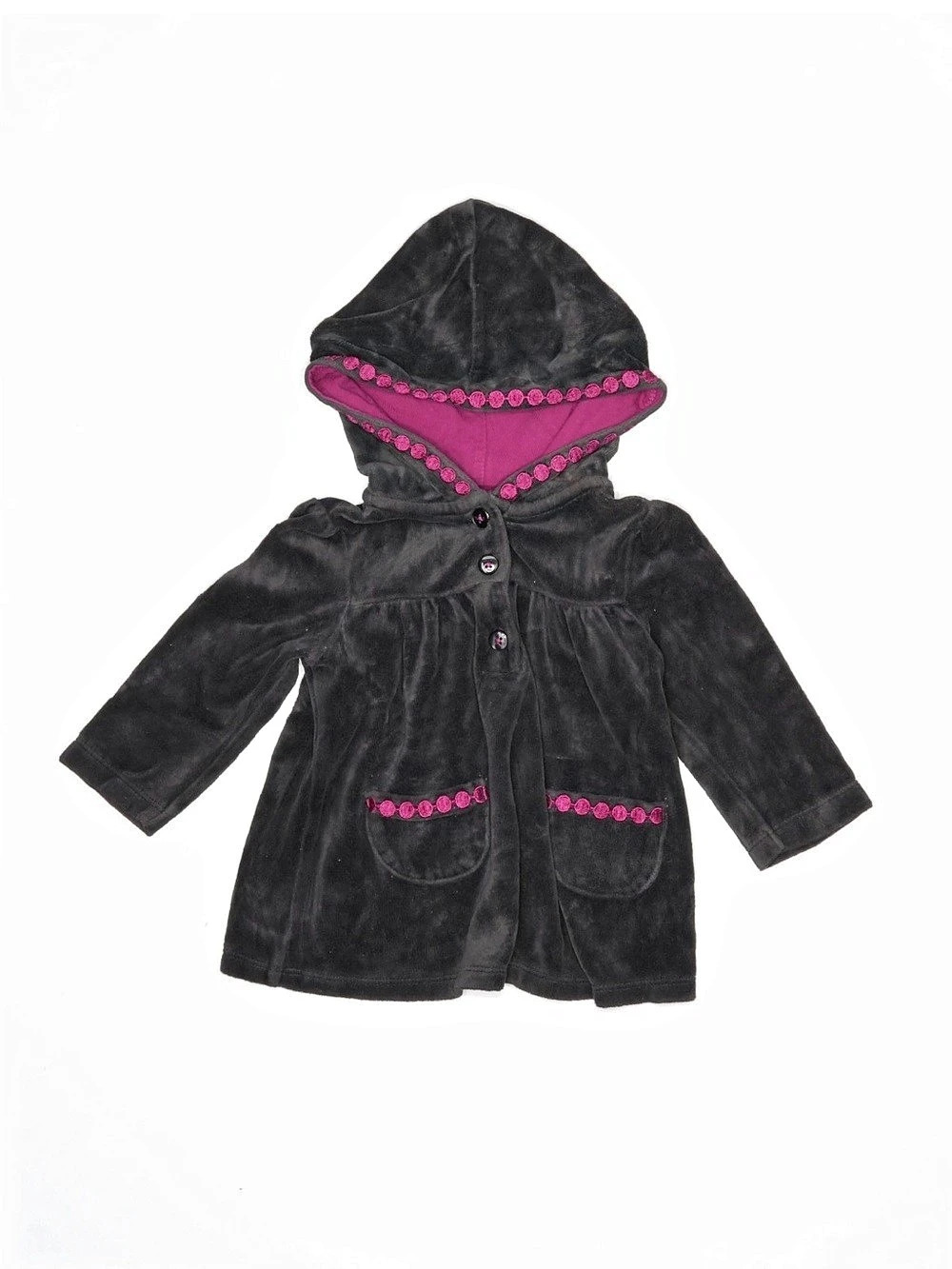 Gymboree Baby Girls Black & Pink Hooded Coat 12-18M
